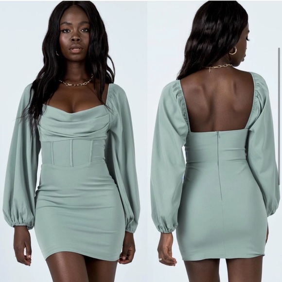 Princess Polly Lillie Long Sleeve Corset Style Blue Sage
Mini Dress - Picture 3 of 12